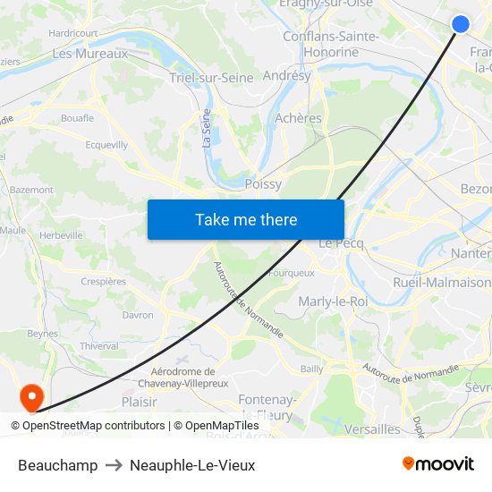 Beauchamp to Neauphle-Le-Vieux map