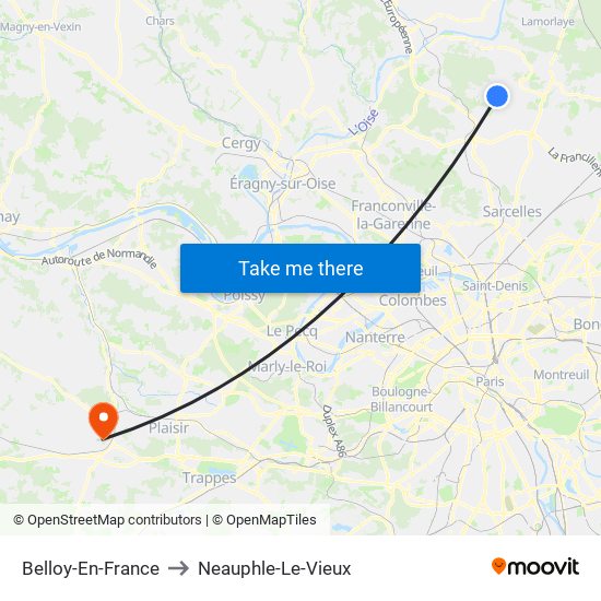 Belloy-En-France to Neauphle-Le-Vieux map
