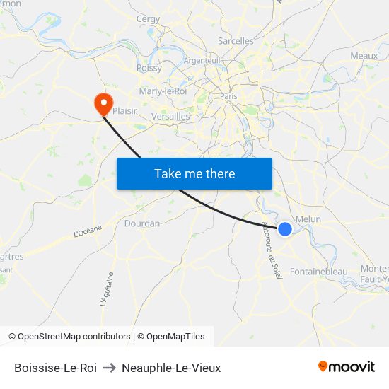 Boissise-Le-Roi to Neauphle-Le-Vieux map