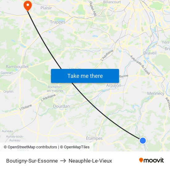 Boutigny-Sur-Essonne to Neauphle-Le-Vieux map