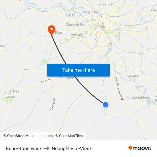 Buno-Bonnevaux to Neauphle-Le-Vieux map