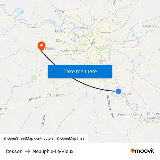 Cesson to Neauphle-Le-Vieux map