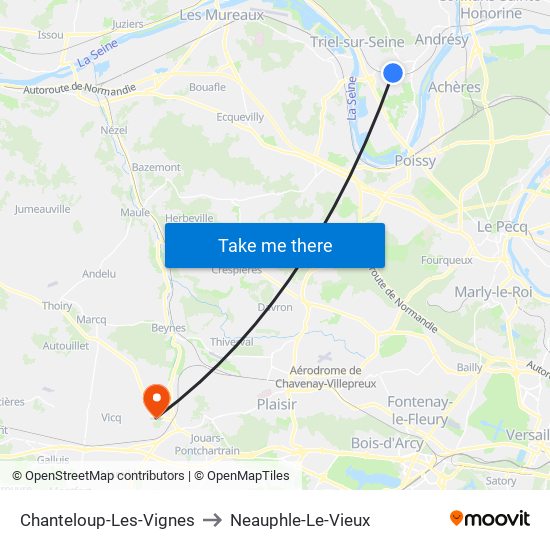 Chanteloup-Les-Vignes to Neauphle-Le-Vieux map