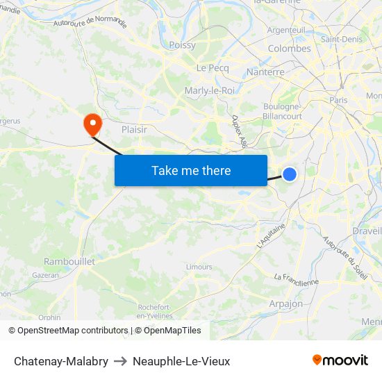 Chatenay-Malabry to Neauphle-Le-Vieux map