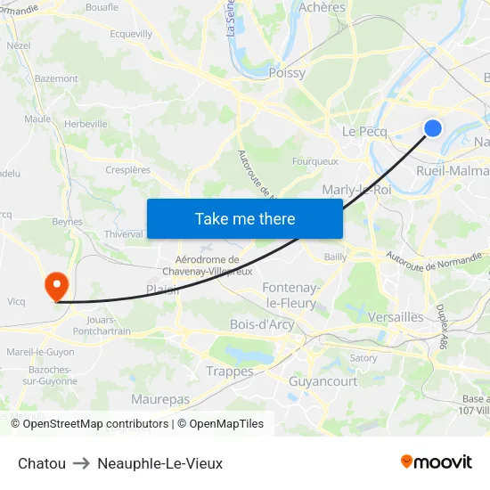 Chatou to Neauphle-Le-Vieux map