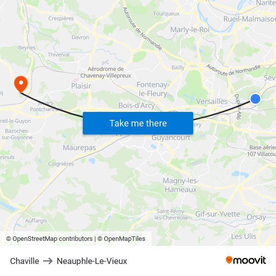 Chaville to Neauphle-Le-Vieux map