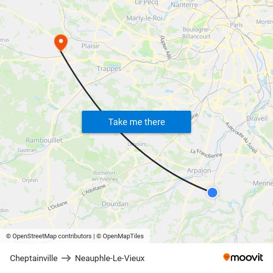 Cheptainville to Neauphle-Le-Vieux map