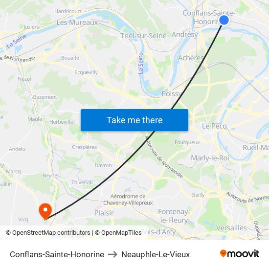Conflans-Sainte-Honorine to Neauphle-Le-Vieux map