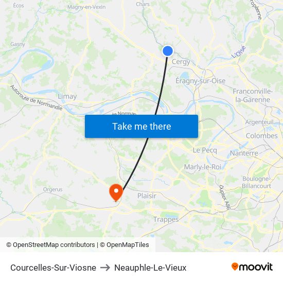 Courcelles-Sur-Viosne to Neauphle-Le-Vieux map