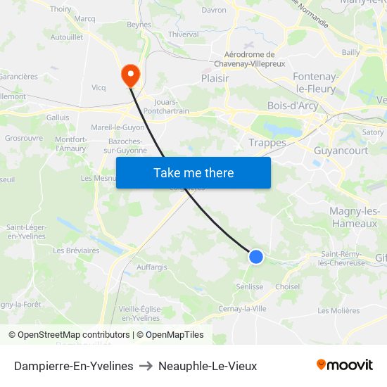 Dampierre-En-Yvelines to Neauphle-Le-Vieux map