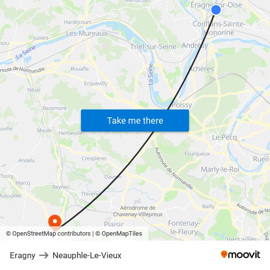 Eragny to Neauphle-Le-Vieux map