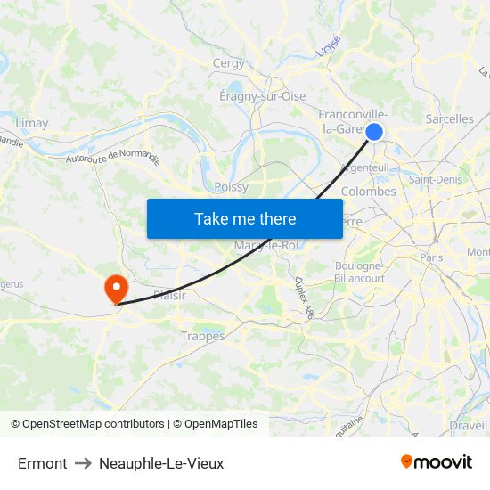 Ermont to Neauphle-Le-Vieux map