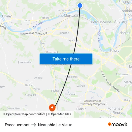 Evecquemont to Neauphle-Le-Vieux map