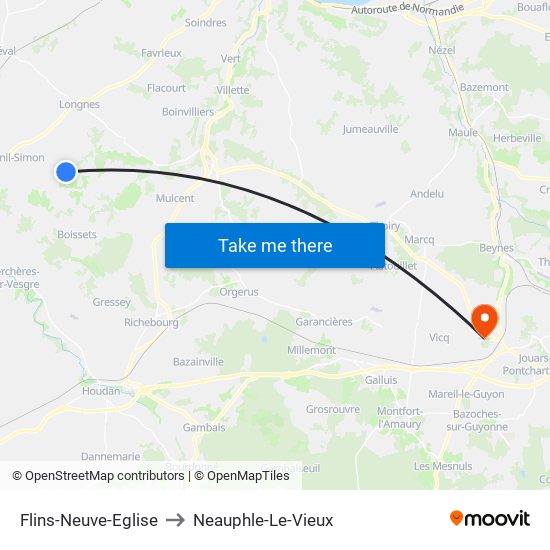 Flins-Neuve-Eglise to Neauphle-Le-Vieux map