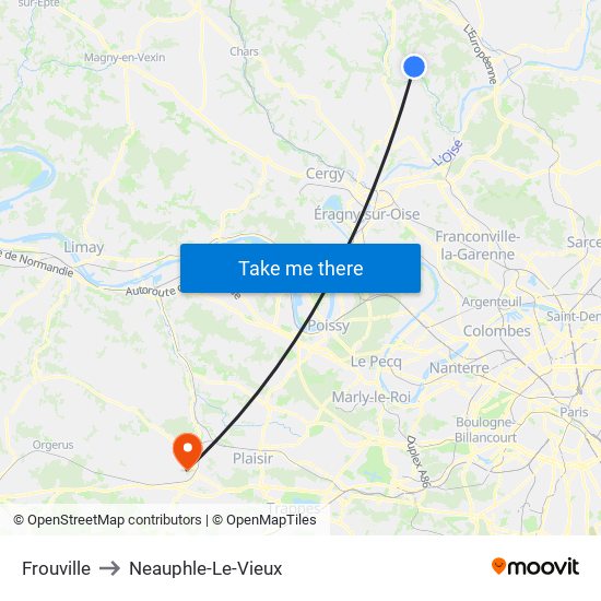 Frouville to Neauphle-Le-Vieux map