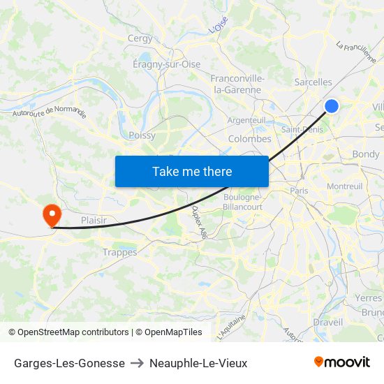 Garges-Les-Gonesse to Neauphle-Le-Vieux map