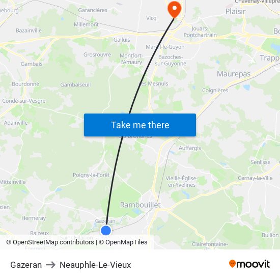 Gazeran to Neauphle-Le-Vieux map