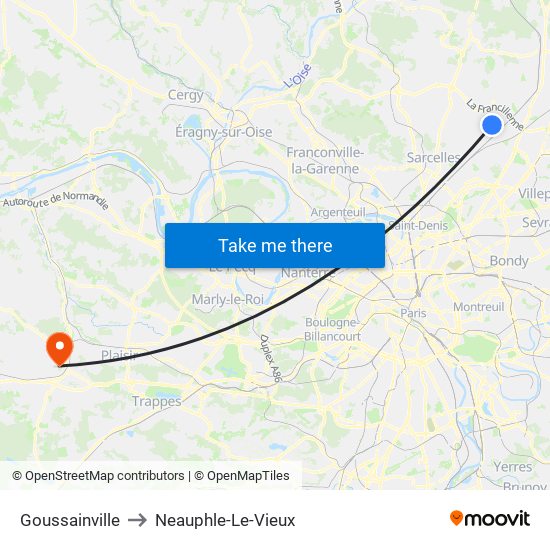 Goussainville to Neauphle-Le-Vieux map
