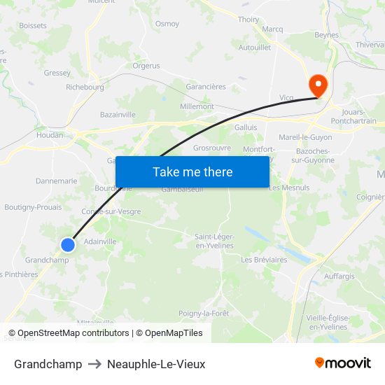 Grandchamp to Neauphle-Le-Vieux map