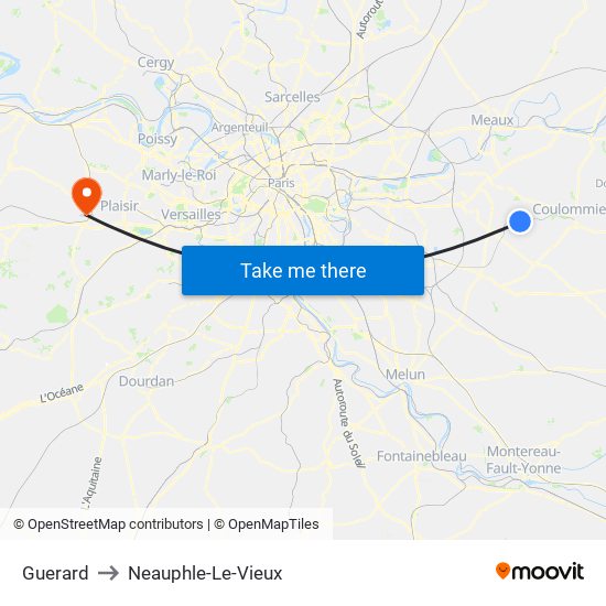 Guerard to Neauphle-Le-Vieux map