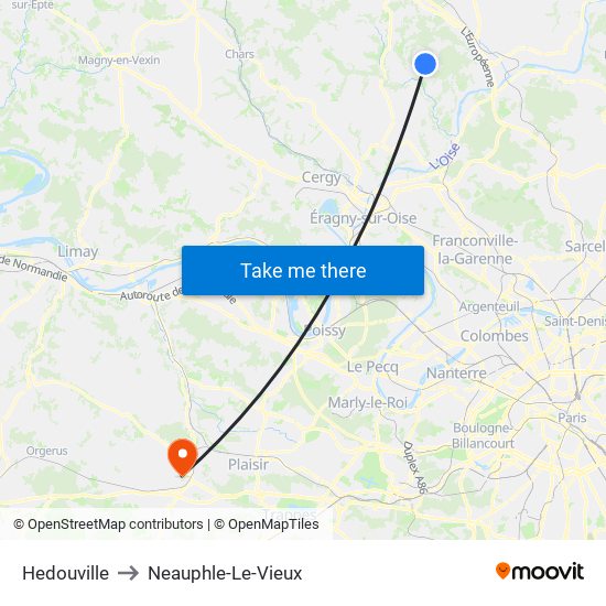 Hedouville to Neauphle-Le-Vieux map