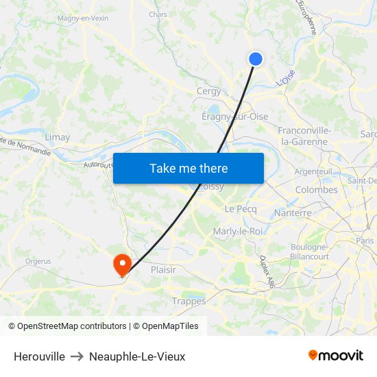 Herouville to Neauphle-Le-Vieux map