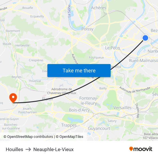 Houilles to Neauphle-Le-Vieux map