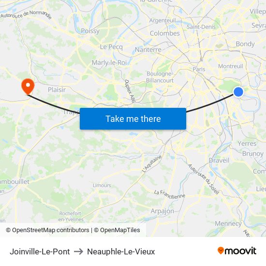 Joinville-Le-Pont to Neauphle-Le-Vieux map