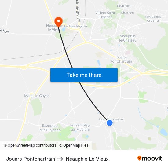 Jouars-Pontchartrain to Neauphle-Le-Vieux map