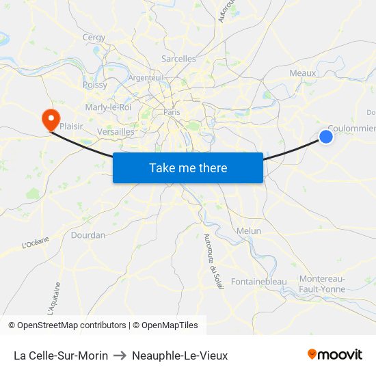 La Celle-Sur-Morin to Neauphle-Le-Vieux map