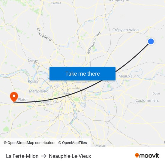 La Ferte-Milon to Neauphle-Le-Vieux map