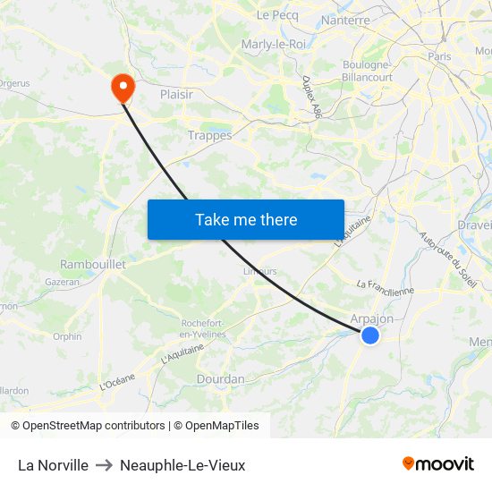 La Norville to Neauphle-Le-Vieux map