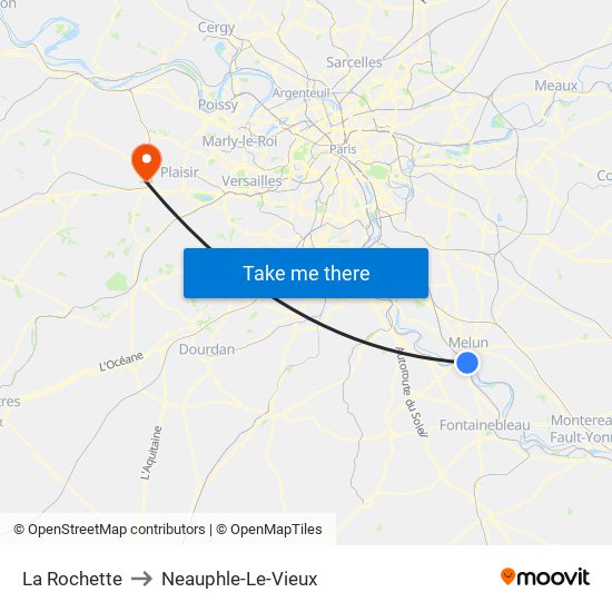 La Rochette to Neauphle-Le-Vieux map