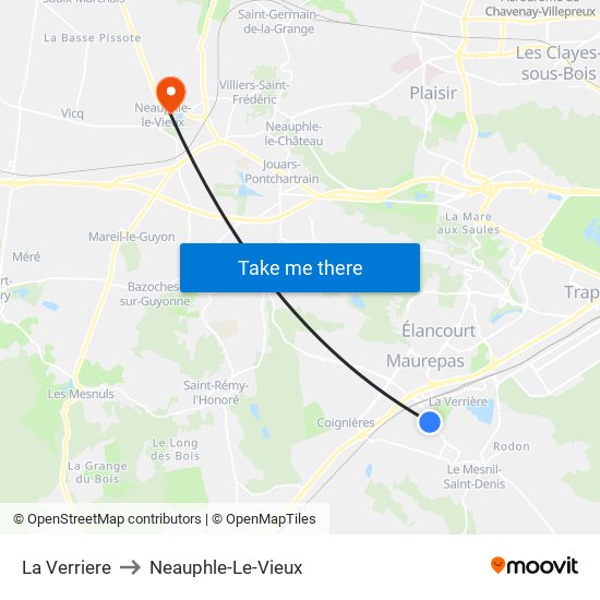 La Verriere to Neauphle-Le-Vieux map