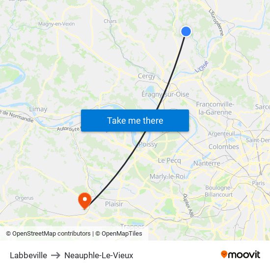 Labbeville to Neauphle-Le-Vieux map