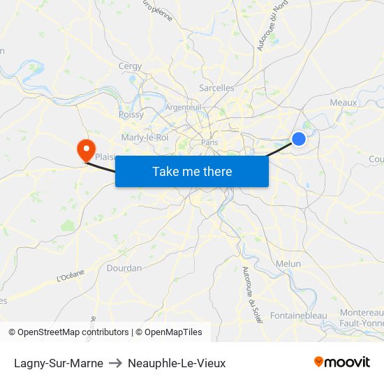 Lagny-Sur-Marne to Neauphle-Le-Vieux map