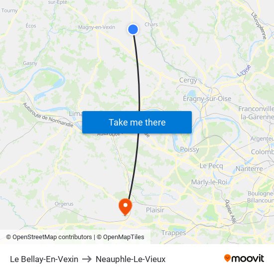 Le Bellay-En-Vexin to Neauphle-Le-Vieux map