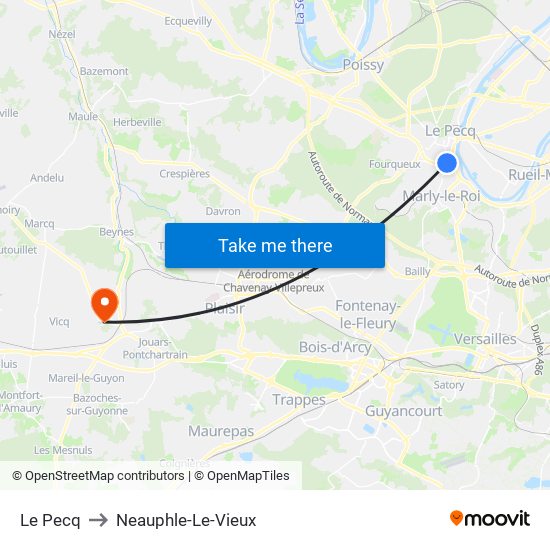 Le Pecq to Neauphle-Le-Vieux map