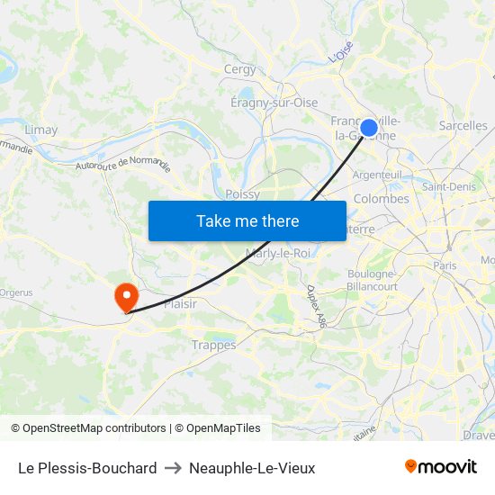 Le Plessis-Bouchard to Neauphle-Le-Vieux map