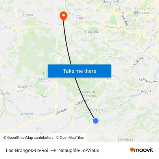 Les Granges-Le-Roi to Neauphle-Le-Vieux map