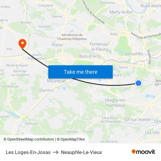 Les Loges-En-Josas to Neauphle-Le-Vieux map