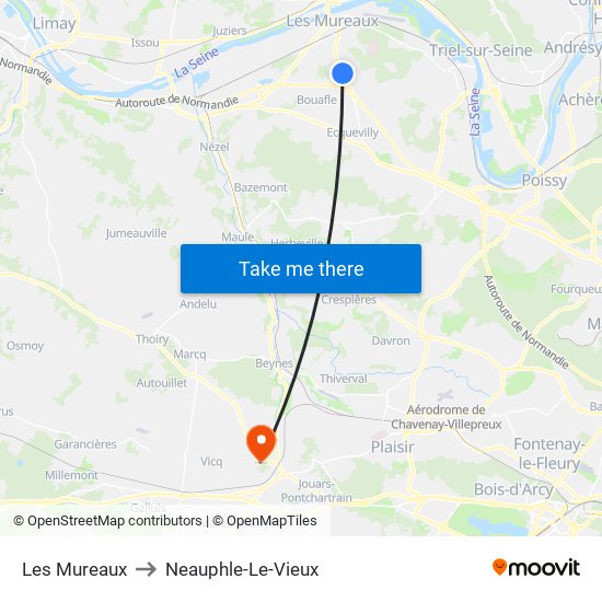 Les Mureaux to Neauphle-Le-Vieux map