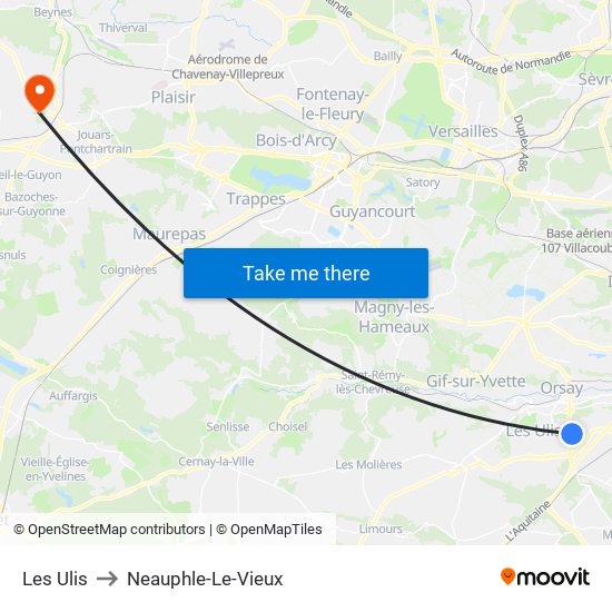 Les Ulis to Neauphle-Le-Vieux map