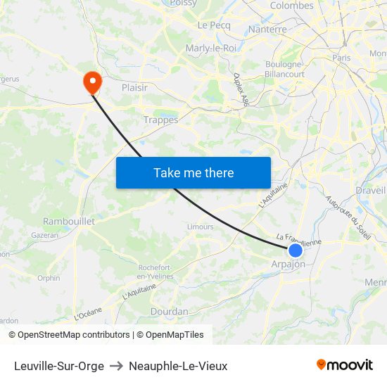 Leuville-Sur-Orge to Neauphle-Le-Vieux map
