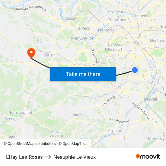 L'Hay-Les-Roses to Neauphle-Le-Vieux map