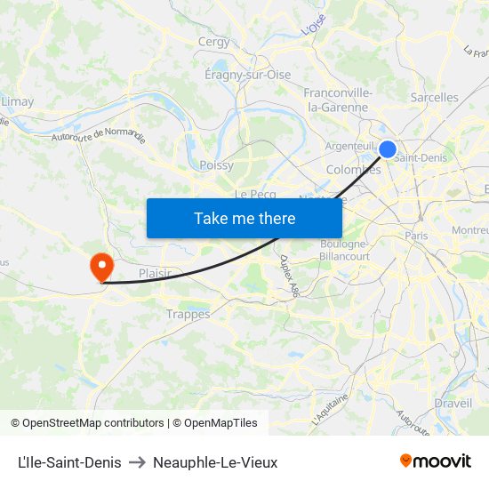 L'Ile-Saint-Denis to Neauphle-Le-Vieux map