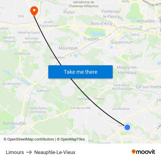 Limours to Neauphle-Le-Vieux map