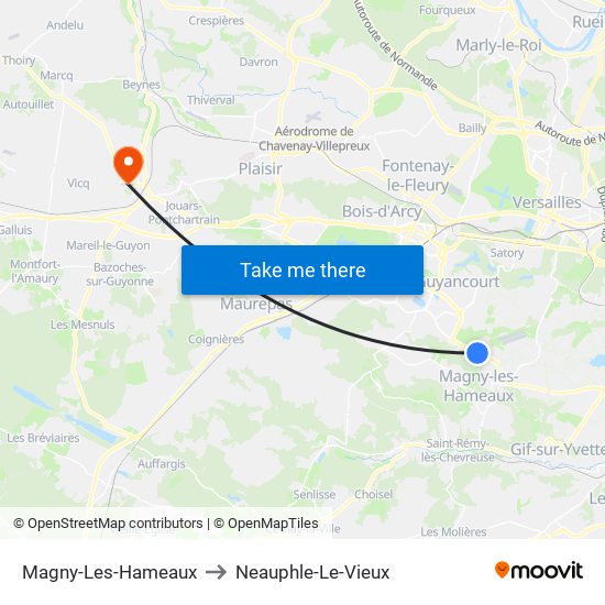 Magny-Les-Hameaux to Neauphle-Le-Vieux map