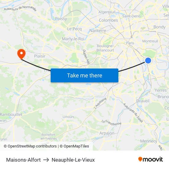 Maisons-Alfort to Neauphle-Le-Vieux map