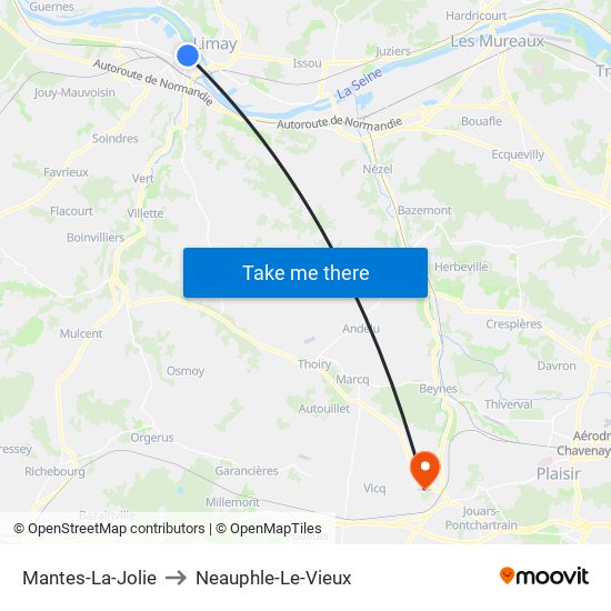 Mantes-La-Jolie to Neauphle-Le-Vieux map